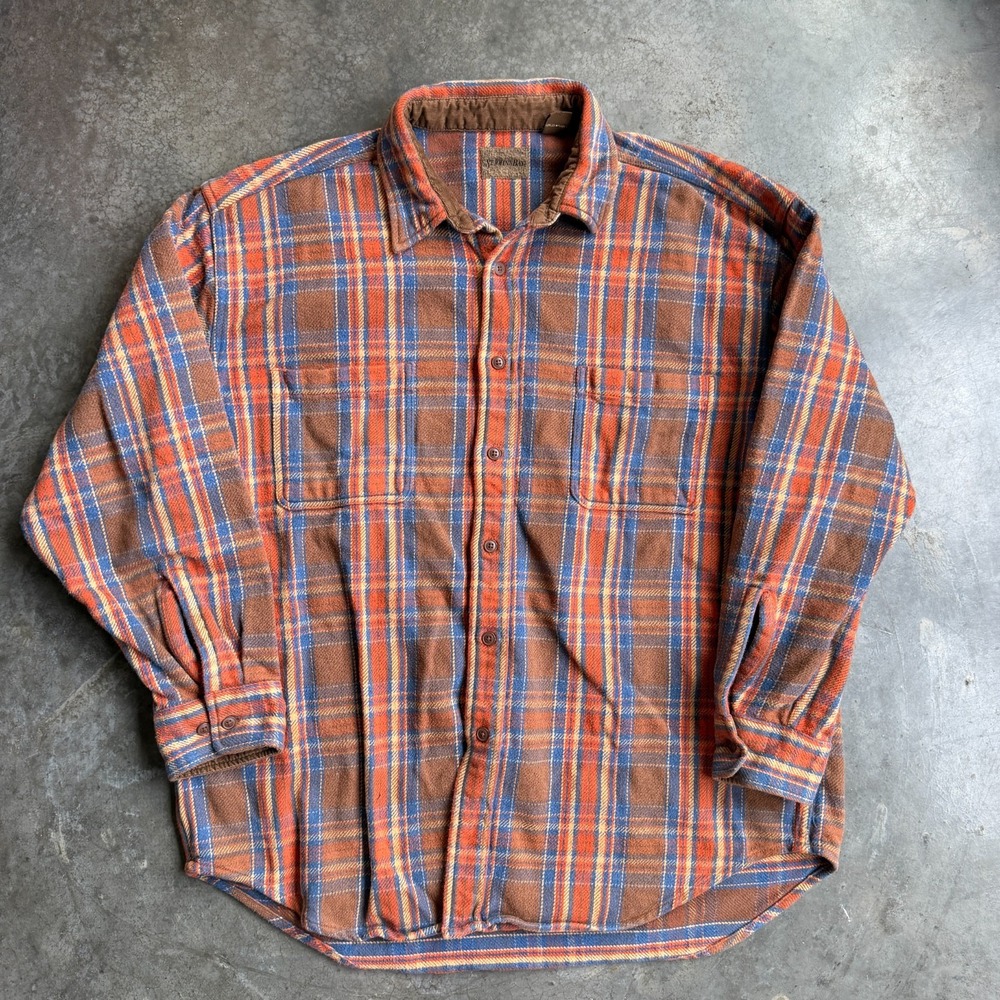 Vintage 90s St. Johns Bay Heavyweight Fall Neutral Flannel Button Front Shirt XL